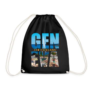 Geneva Switzerland Souvenir - Drawstring Bag - black - Front