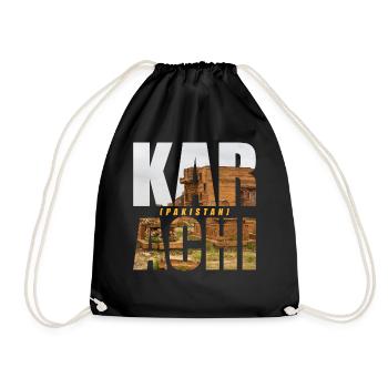 Karachi Pakistan Souvenir - Turnbeutel - Schwarz - Vorne