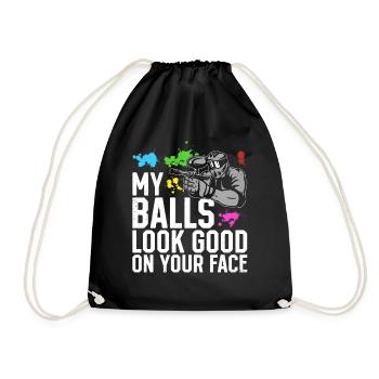 Mes couilles ont fière allure sur ton visage - Funny Paintballe - Sac de sport léger - noir - Devant