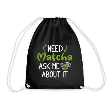 Green Tea Lovers Japanese Matcha Latte Drink - Drawstring Bag - black - Front