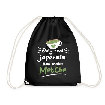 Green Tea Lovers Japanese Matcha Latte Drink - Drawstring Bag - black - Front
