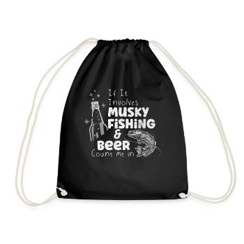Musky Fishing & Beer - Count Me In Musky Fishing - Drawstring Bag - black - Front