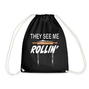 They see me rollin - funny Back & Cook Design - Drawstring Bag - black - Front