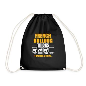 French Bulldog Tricks - Drawstring Bag - black - Front