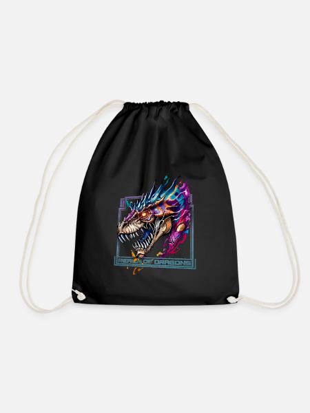 Realm of Dragons: Majestic Dragon - Drawstring Bag - black