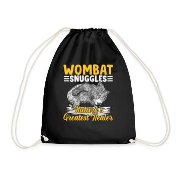 Wombat Kuschelt Mit Australischen Tieren Besitzer - Turnbeutel - Schwarz - Vorne