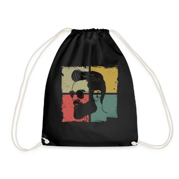 Beard Lover Bearded Man Retro - Drawstring Bag - black - Front