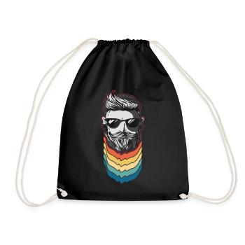 Beard Lover Bearded Man Retro - Drawstring Bag - black - Front