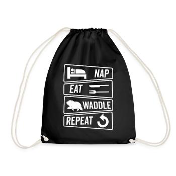 Nap food waddle wombat owner - Drawstring Bag - black - Front