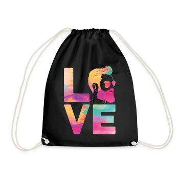 Amant barbe Homme barbu Aquarelle - Sac de sport léger - noir - Devant