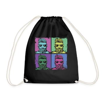 Beard Lover Bearded Man Retro - Drawstring Bag - black - Front