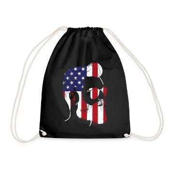 Beard Lover Bearded Man American - Drawstring Bag - black - Front