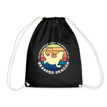 Dragon barbu Plus je rencontre de gens Lézard rétro - Sac de sport léger - noir - Devant