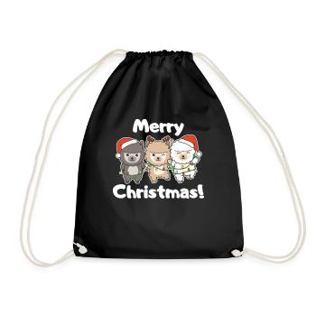 Alpaca Christmas Winter Animals Alpaca - Drawstring Bag - black - Front