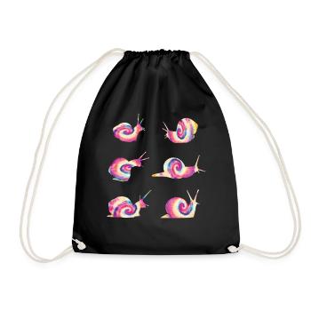 Snail DYE TIE Vintage Snails - Drawstring Bag - black - Front