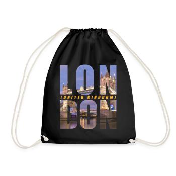 London England Souvenir - Drawstring Bag - black - Front
