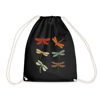 Libelle Retro Vintage Libellen - Turnbeutel - Schwarz - Vorne