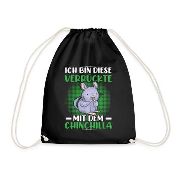 Verrückte mit Chinchilla Nagetier Wollmaus - Turnbeutel - Schwarz - Vorne