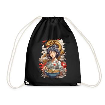 Ramen Suppen Drachen Ästhetik & Anime Otaku Kunst - Turnbeutel - Schwarz - Vorne