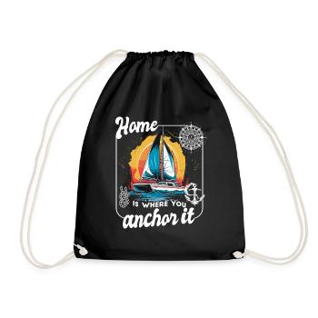 Catamaran voilier voilier voile saillier yacht ancre - Sac de sport léger - noir - Devant