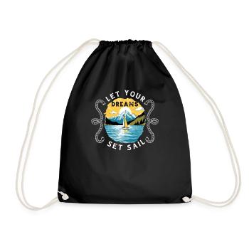 sailor sailboat sailing ship sailing yacht - Drawstring Bag - black - Front