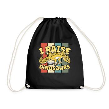 Leopard Gecko I Raise Tiny Dinosaurs Retro Reptile - Drawstring Bag - black - Front