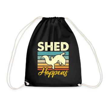 Leopard Gecko Shed Happens Retro Herpetologist - Drawstring Bag - black - Front