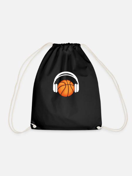 Basketball Headphone Basketball Player Basketball Hoop - Drawstring Bag - black