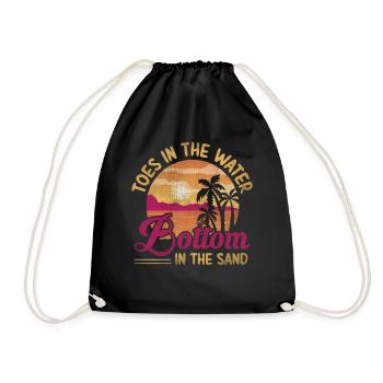 Toes In The Water Bottom In The Sand Beach Holidays - Drawstring Bag - black - Front
