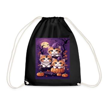 Trio de Chatons au style d'Halloween - Sac de sport léger - noir - Devant