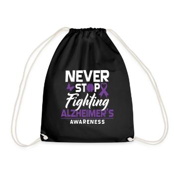 Never Stop Fighting - Alzheimer's Awareness Dementia - Drawstring Bag - black - Front
