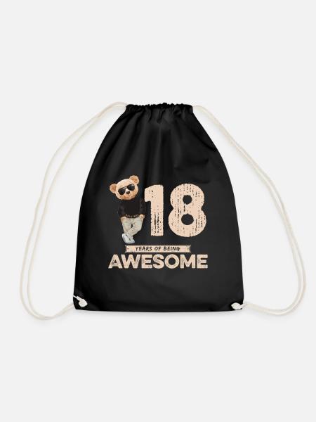 18 Years of being Awesome Teddy Bear - Turnbeutel - Schwarz