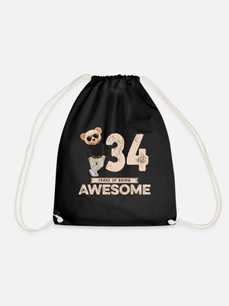 34 Years of being Awesome Teddy Bear - Turnbeutel - Schwarz