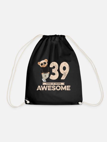 39 Years of being Awesome Teddy Bear - Turnbeutel - Schwarz