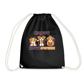 Jack Russell Happy Howloween Pumpkin Vampire Costume - Drawstring Bag - black - Front