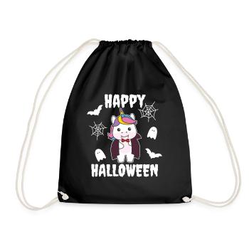 Unicorn Happy Halloween Cute Vampire Costume - Drawstring Bag - black - Front