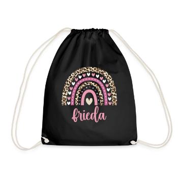 Frieda Regenbogen Name Geburtstag Frieda - Turnbeutel - Schwarz - Vorne