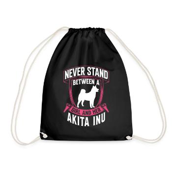 Girl and her Akita Inu Shiba Inu - Drawstring Bag - black - Front