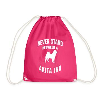 Mädchen und ihr Akita Inu Shiba Inu - Turnbeutel - Fuchsia - Vorne
