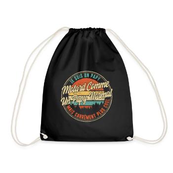 Je Suis Un Papy Motard Comme Un Papy Normal Mais - Drawstring Bag - black - Front
