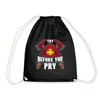 Chief Firefighter Try Before You Pry Firefighter - Drawstring Bag - black - Front