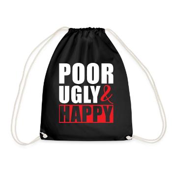 Pauvre moche et heureux - Sac de sport léger - noir - Devant