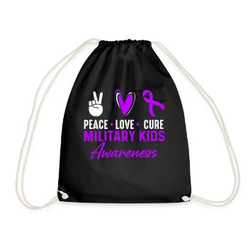 Peace Love Cure Mois de sensibilisation aux enfants militaires Purple - Sac de sport léger - noir - Devant
