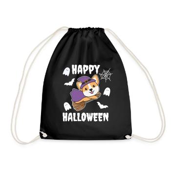 Corgi Joyeux Halloween Sorcière Enfants Sorcière Costume de Sorcière - Sac de sport léger - noir - Devant