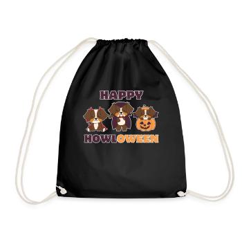 Australian Shepherd Happy Howloween Pumpkin Vampire - Drawstring Bag - black - Front