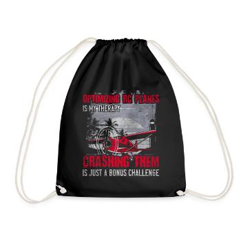 Optimizing RC planes is my Therapy Model Airplane - Drawstring Bag - black - Front