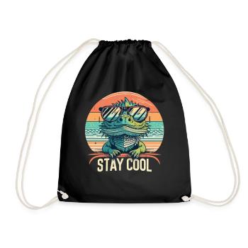 Dragon barbu vintage avec lunettes de soleil - Sac de sport léger - noir - Devant
