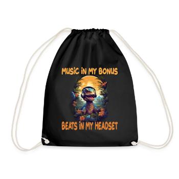 Music in my Bones Dino Dinosaurier für Dino Fan - Turnbeutel - Schwarz - Vorne