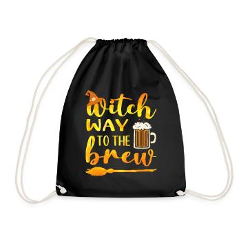 Witch Way To The Brew Lustiges Halloween-Bier-Wortspiel - Turnbeutel - Schwarz - Vorne
