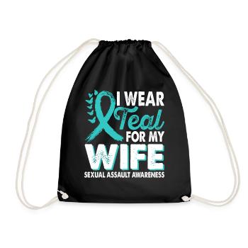 Wear teal for Month of Consciousness - Drawstring Bag - black - Front